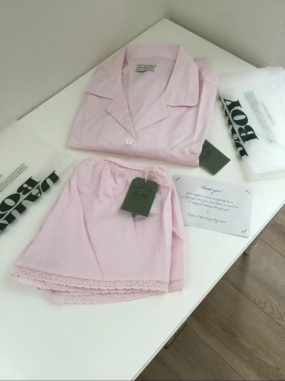 Dairy Boy Sleep Set country club blush – shorts & top szS